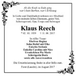 Traueranzeige Klaus Reech