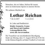 Traueranzeige Lothar Reichan