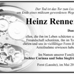 Danksagung Heinz Renner