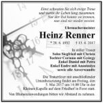 Traueranzeige Heinz Renner