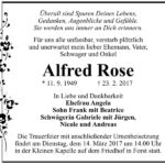 Traueranzeige Alfred Rose