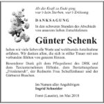 Danksagung Günter Schenk