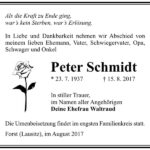 Traueranzeige Peter Schmidt
