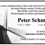 Traueranzeige Peter Schmidt
