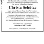 Danksagung Christa Schütze