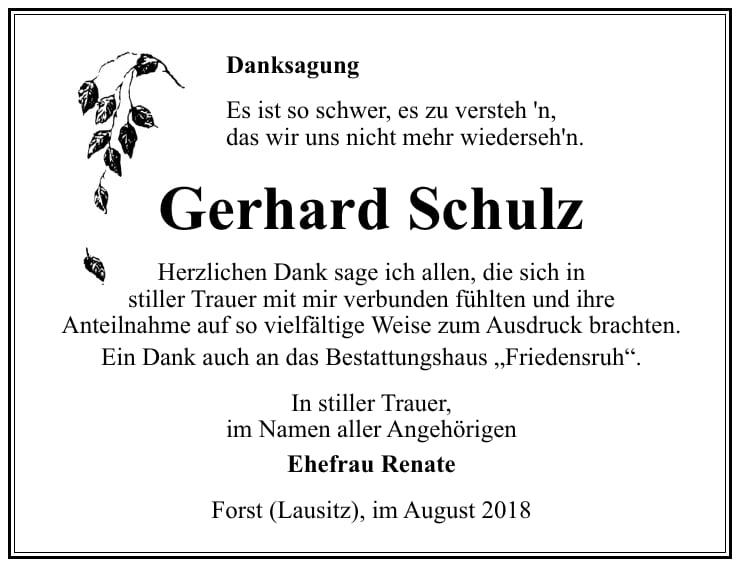 Danksagung Gerhard Schulz