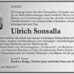 Danksagung Ulrich Sonsalla