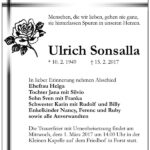 Traueranzeige Ulrich Sonsalla
