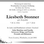 Traueranzeige Liesbeth Stonner, geb. Kiepulski
