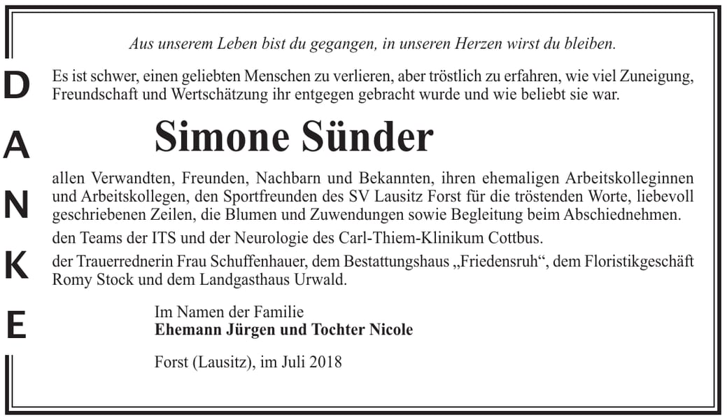 Danksagung Simone Sünder