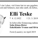 Traueranzeige Elli Teske