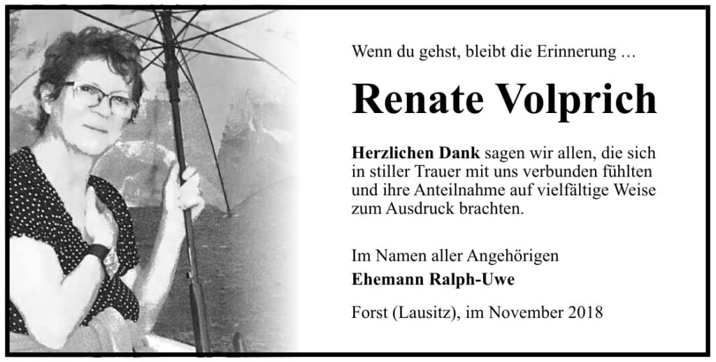 Danksagung Renate Volprich