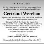 Traueranzeige Gertraud Werchan