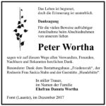 Danksagung Peter Wortha
