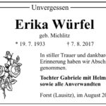 Traueranzeige Erika Würfel, geb. Michlitz