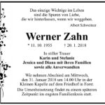 Traueranzeige Werner Zahn