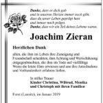 Traueranzeige Joachim Zieran