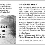 Danksagung Werner Zahn