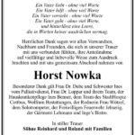Danksagung Horst Nowka