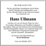 Danksagung Hans Ullmann