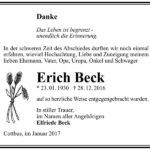 Danksagung Erich Beck