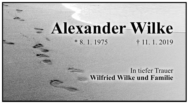Traueranzeige Alexander Wilke