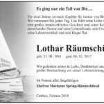 Traueranzeige Lothar Räumschüssel