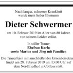 Traueranzeige Dieter Schwermer