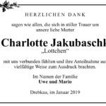 Traueranzeige Charlotte Jakubaschk