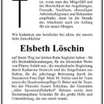 Danksagung Elsbeth Löschin