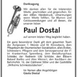 Danksagung Paul Dostal
