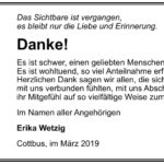 Traueranzeige Horst Wetzig