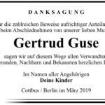 Traueranzeige Gertrud Guse