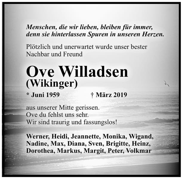 Traueranzeige Ove Willadsen