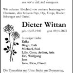 Traueranzeige Dieter Wittan