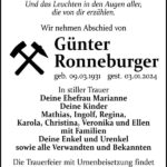 Traueranzeige Günter Ronneburger