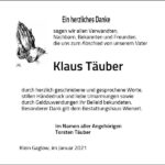 Traueranzeige Klaus Täuber