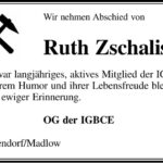 Nachruf Ruth Zschalisch