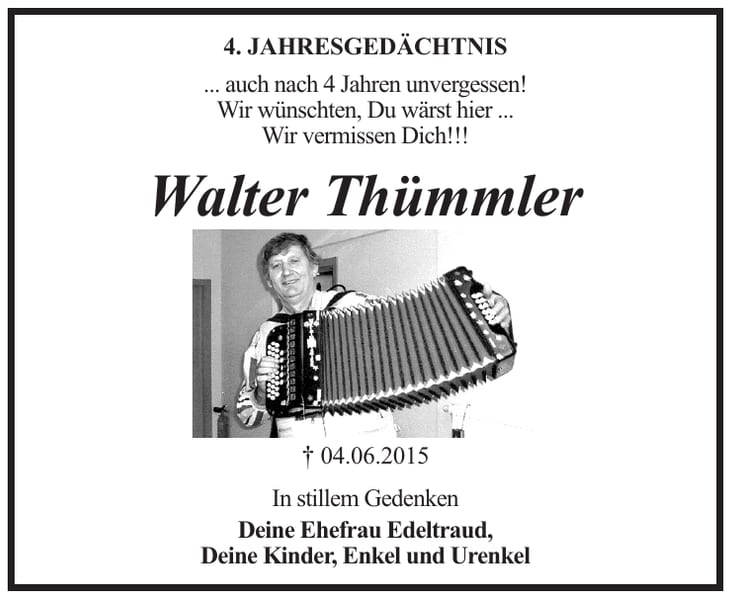 Traueranzeige Walter Thümmler