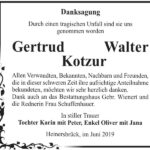 Traueranzeige Gertrud Walter Kotzur
