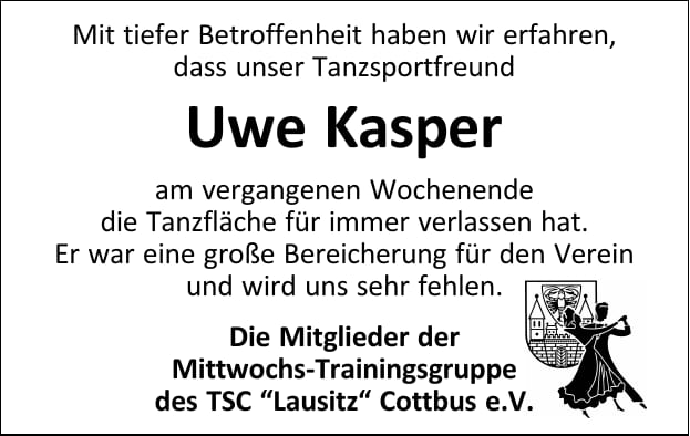 Nachruf Uwe Kasper