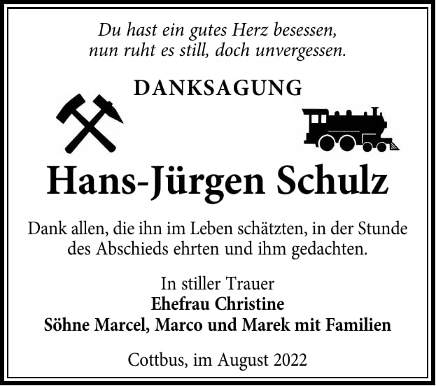 Danksagung Hans-Jürgen Schulz