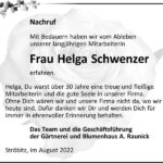 Nachruf Helga Schwenzer