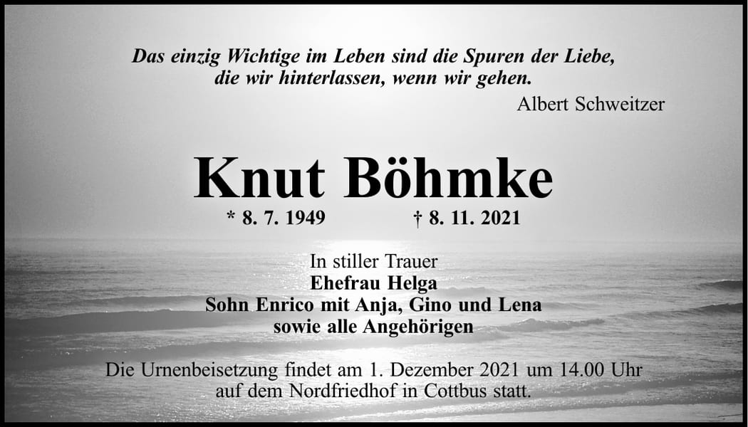 Traueranzeige Knut Böhmke