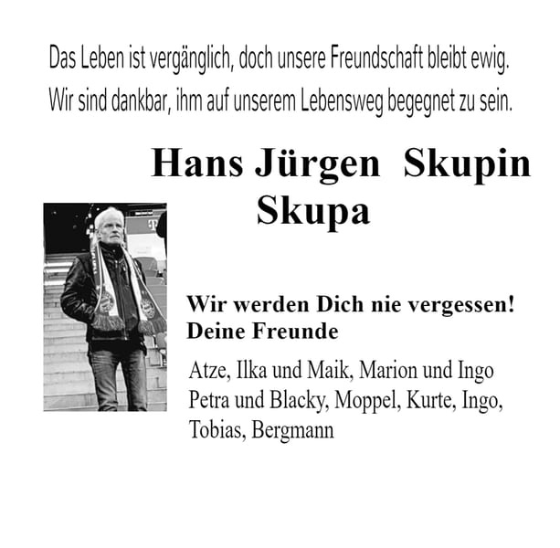 Nachruf Hans Jürgen Skupin „Skupa“