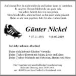 Traueranzeige Günter Nickel