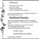 Traueranzeige Adelheid Nowka