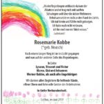 Danksagung Rosemarie Kobbe, geb. Nousch