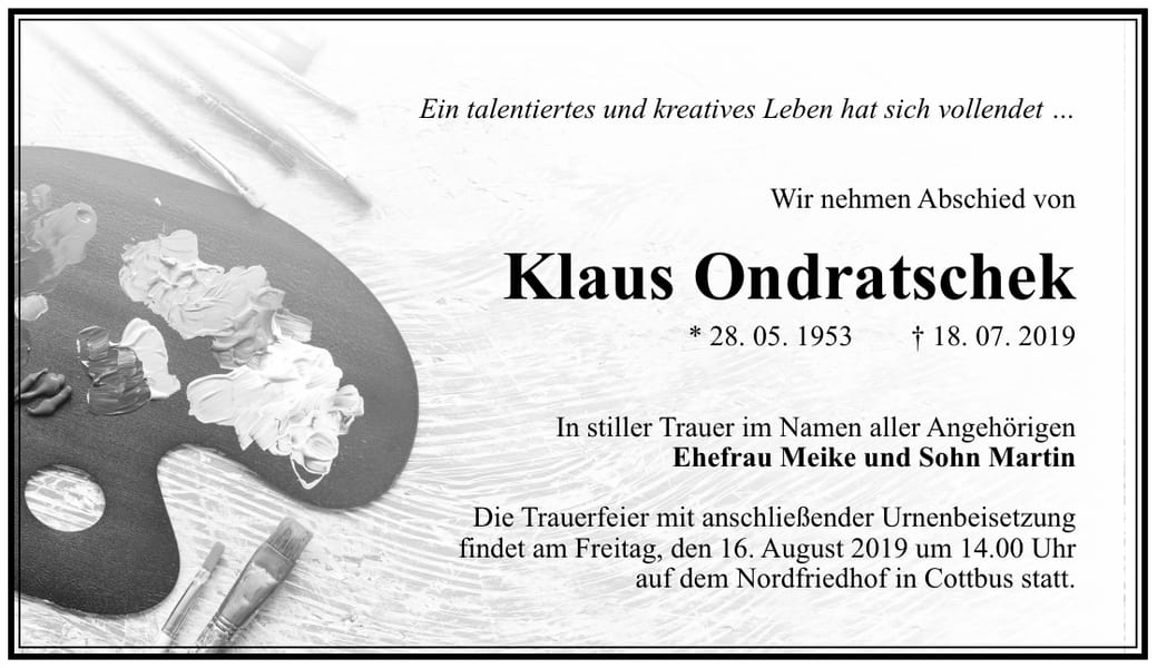 Traueranzeige Klaus Ondratschek