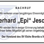 Traueranzeige Eberhard „Epi“ Jeschke